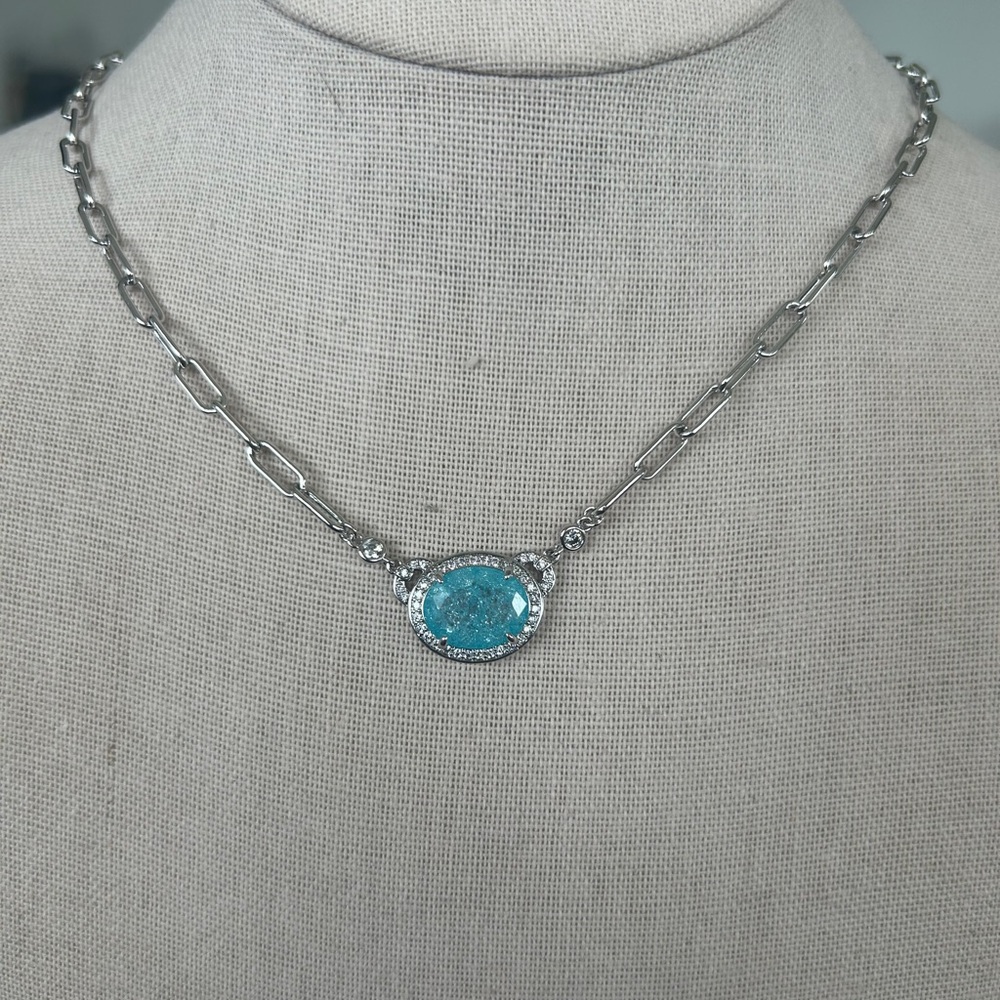 Bomb Party OG “Wild Heart Unbroken “ Blue Topaz Ice Crystal Necklace